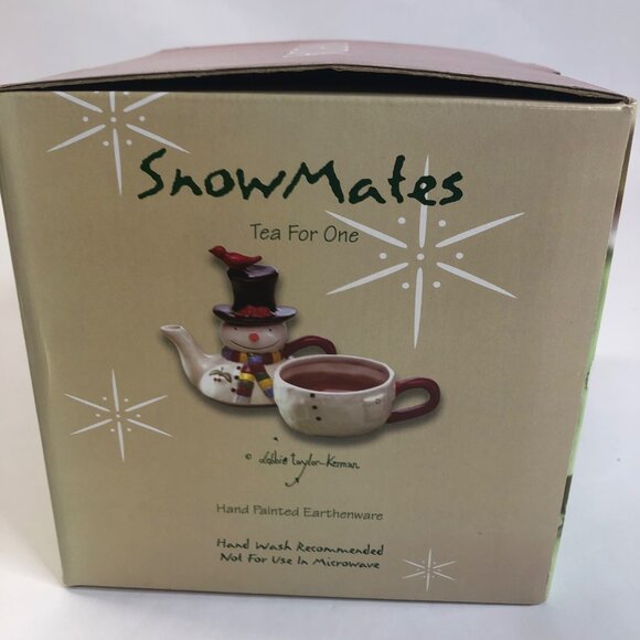 Oneida SnowMates Tea for One Hand Painted Teapot & Cup New Open Box - Picture 2 of 14